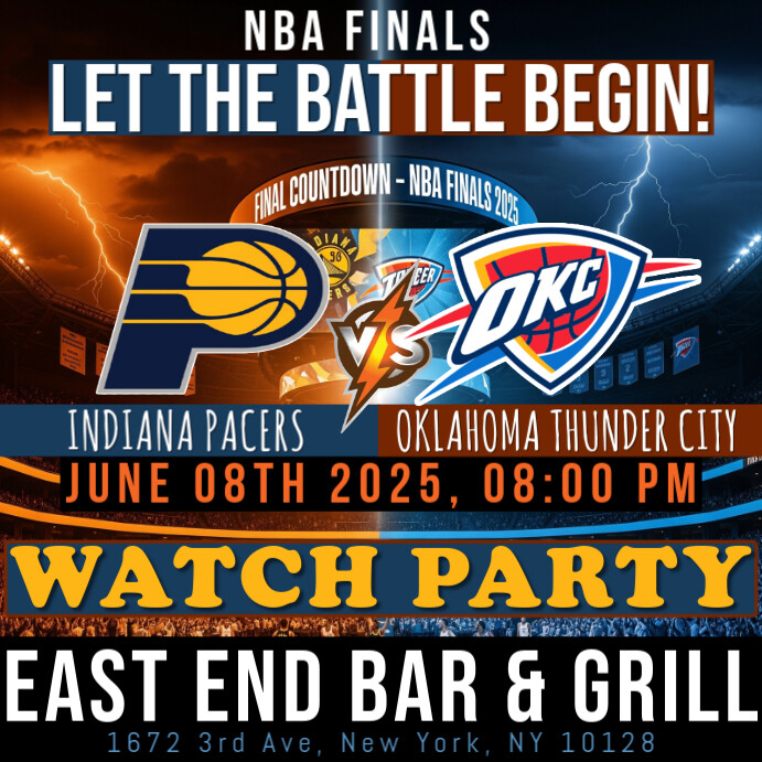 Copy of Nba Finals 2025 Pacers Vs Thunder Watch Party Instagram Post ...