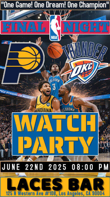Nba Finals 2025 Pacers Vs Thunder Watch Party Instagram Story Template ...