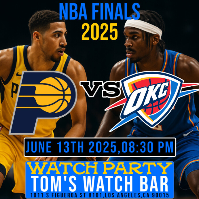 Nba Finals 2025 Pacers Vs Thunder Watch Party Instagram Post Template ...