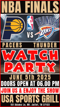 Nba Finals 2025 Watch Party Thunder Vs Pacers Instagram Story Template ...