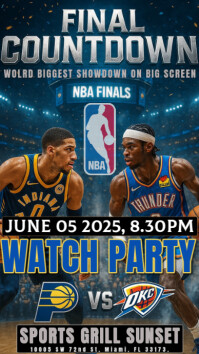 Nba Finals 2025 Watch Party Thunder Vs Pacers Instagram Story Template ...