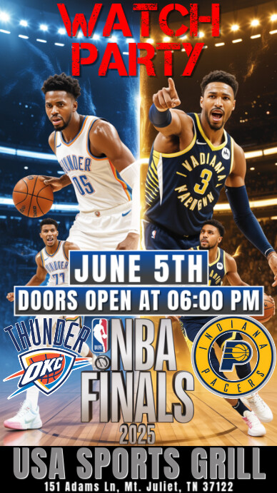Nba Finals 2025 Thunder Vs Pacers Watch Party Instagram Story Templat ...