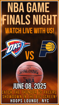 Nba Finals 2025 Watch Party Thunder Vs Pacers Instagram Story Template ...