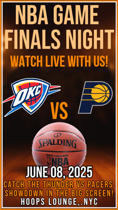 Plantilla de Nba Finals 2025 Thunder Vs Pacers Watch Party Instagram ...