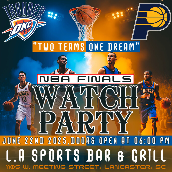 Nba Finals 2025 Watch Party Thunder Vs Pacers Instagram Post Template ...