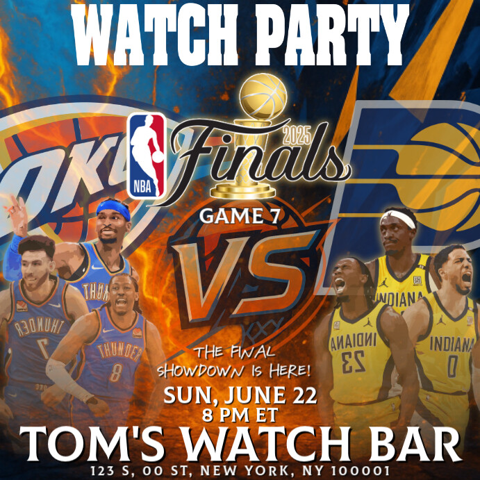 NBA Finals 2025: Pacers vs Thunder Game 7 Watch Party Instagram Post ...