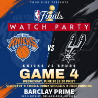 NBA Finals 2026:  Knicks vs Spurs Game 4 Watch Party Instagram Post Template
