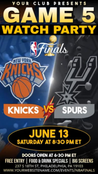 NBA Finals 2026: Knicks vs Spurs Game 5 Watch Party Instagram Reel Video template