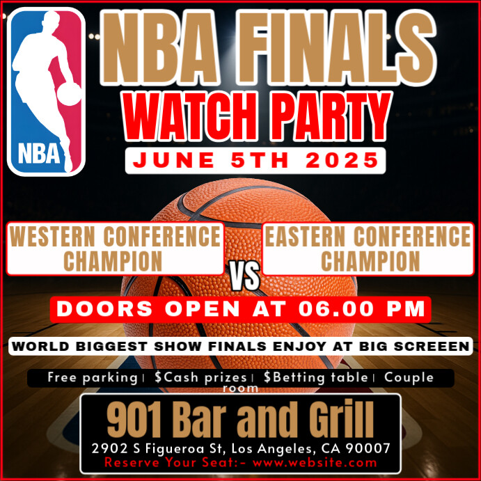 Plantilla de Nba Finals Watch Party West Champion Vsw East Champion ...