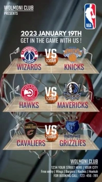 NBA live match updates, nba Schedule Instagram Story template