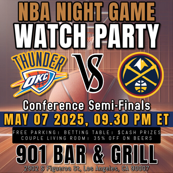 Plantilla de Nba Night Game Watch Party Thunder Vs Nuggets Instagram ...