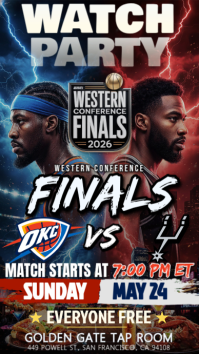 NBA OKC Thunder vs SA Spurs Western Conference Finals Watch Party Instagram Story template