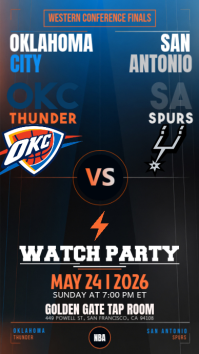 NBA Oklahoma City Thunder vs San Antonio Spurs Western Conference Finals Watch Party Instagram Story template