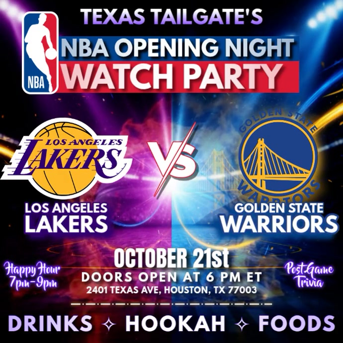 NBA Opening 2025-26: Lakers vs Warriors Watch Party Instagram Post ...