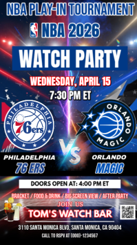 Preto NBA Play-In Tournament 2026 : Philadelphia 76ers vs Orlando Magic Watch Party Instagram Story Instagram-verhaal Template