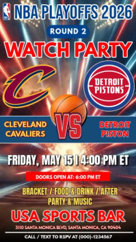 NBA Playoff Battle Night:  Cavaliers vs Pistons Watch Party Instagram Story Video template