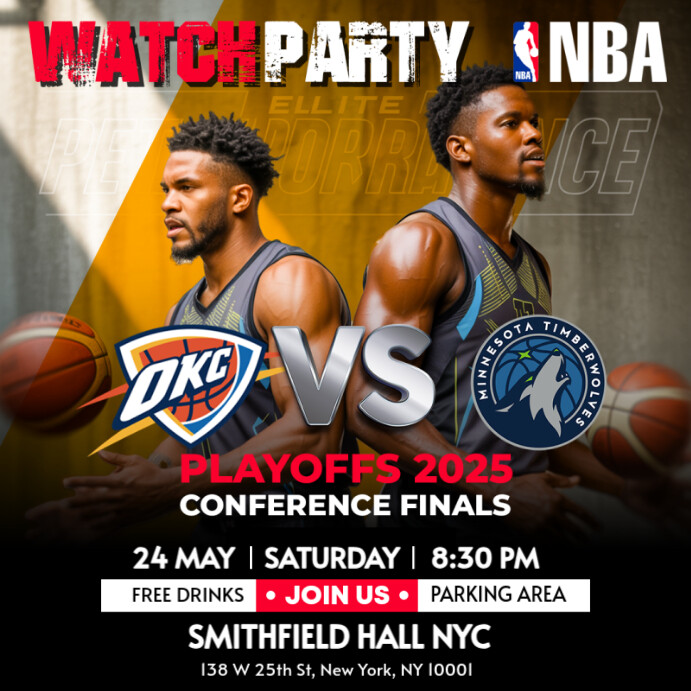 Plantilla de NBA Playoffs 2025 : Oklahoma City Thunder Vs Minnesota ...