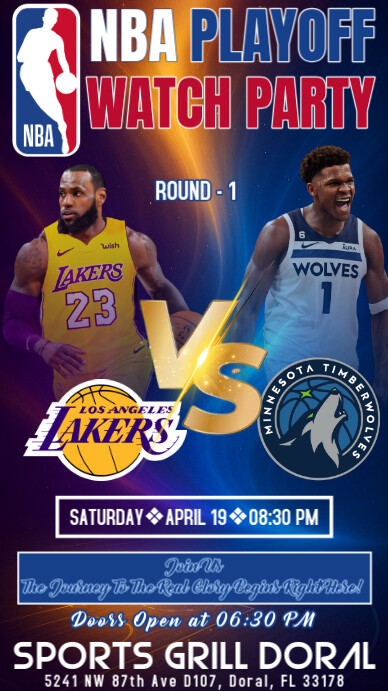 NBA Playoffs 2025: Lakers vs Timberwolves Watch Party Instagram Post Template