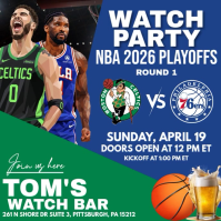 NBA Playoffs 2026: Boston Celtics vs Philadelphia 76ers Watch Party Instagram Post Video template