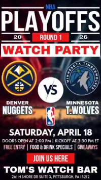 Черный NBA Playoffs Watch Party Reel de Instagram Template