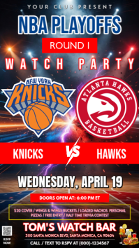 Black NBA Playoffs Watch Party Historia de Instagram Template