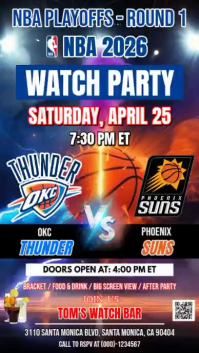 Negro NBA Playoffs Watch Party Instagram Story Template
