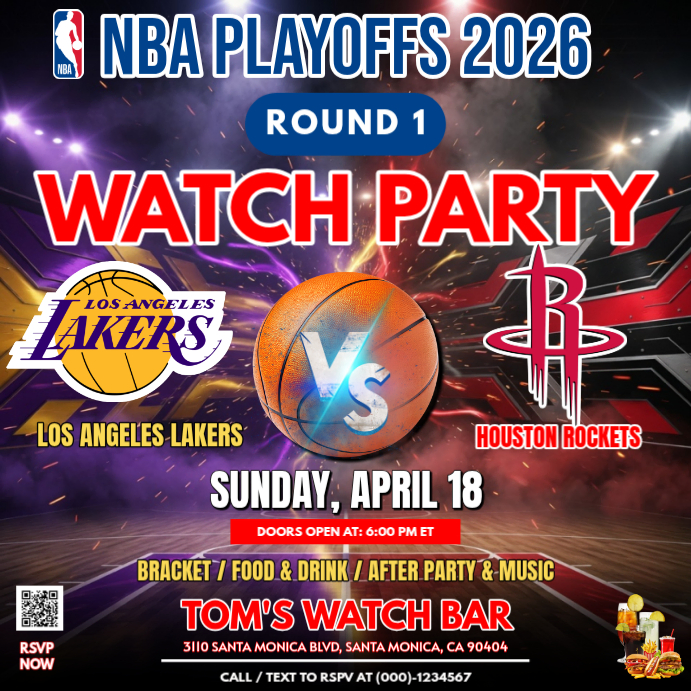 Plantilla de NBA playoffs 2026 : Round 1: Los Angeles Lakers vs Houston ...