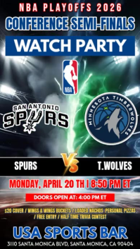 NBA Playoffs Round 2: San Antonio Spurs vs Minnesota Timberwolves Watch PartyInstagram Story Video template