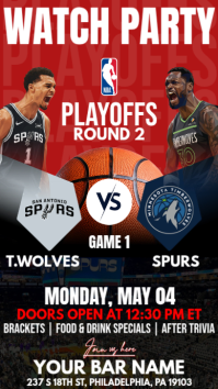 NBA Playoffs Round 2: Spurs vs Timberwolves Watch Party Instagram Story template