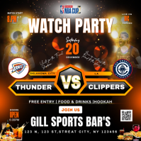 nba watch party thunder vs clippers match instagram post template Cuadrado (1:1)