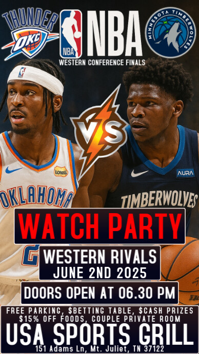 Copia de Nba Western Conference Finals 2025 Thunder Vs Timberwolves ...