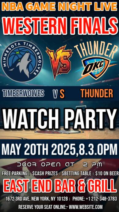 Copy of Nba western final timberwolves vs thunder Watch party ...