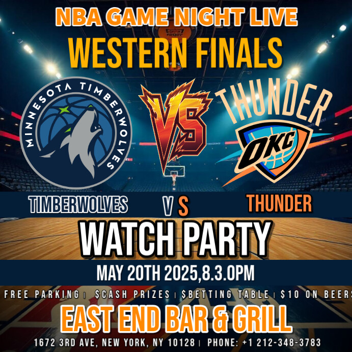 NBA Western Finals Watch Party Timberwolves Vs Thunder 2025 Template ...