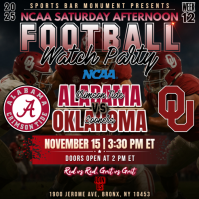 NCAA Football Week 12: Alabama Crimson Tide vs Oklahoma Sooners Watch Party Instagram Post Template