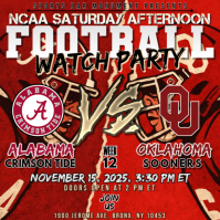 NCAA Football Week 12: Alabama Crimson Tide vs Oklahoma Sooners Watch Party Instagram Post Template