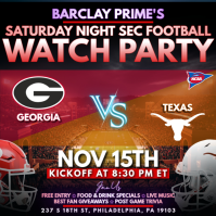NCAA Football Week 12: Georgia Bulldogs vs Texas Longhorns Watch Party Instagram Post Template