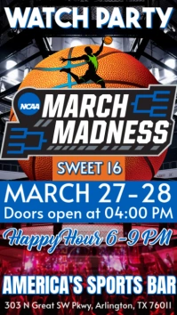 Ncaa March Madness 2025: Sweet 16 Watch Party Instagram Post Template Instagram Story