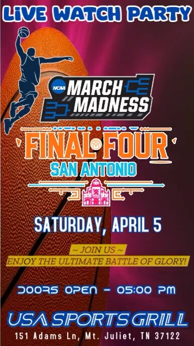 NCAA March Madness 2025: Final Four Watch Party Instagram Post Template