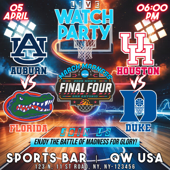 NCAA March Madness 2025: Men's Final Four Watch Party Instagram Post Template