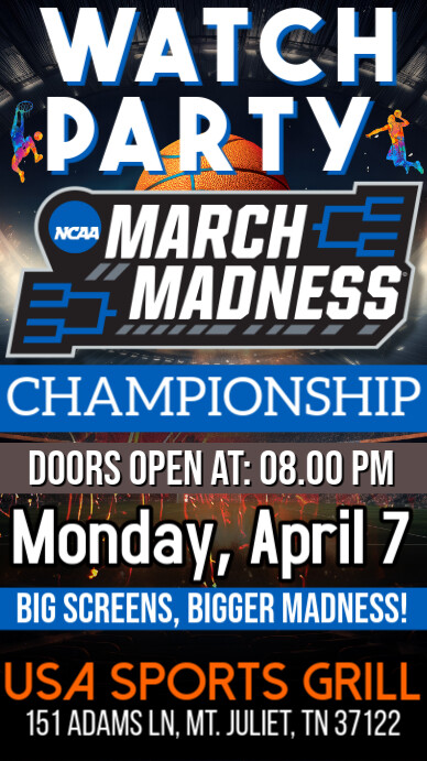Ncaa March Madness Championship 2025 Watch Party Instagram Story template