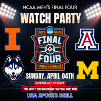 Ncaa Men's basketball final four watch party Instagram Post template