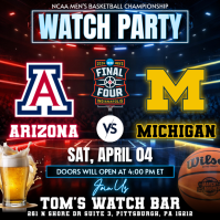 NCAA Men's Final Four: Arizona Wildcats vs Michigan Wolverines Watch Party Instagram Post template