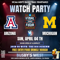 NCAA Men's Final Four: Arizona Wildcats vs Michigan Wolverines Watch Party Instagram Post template
