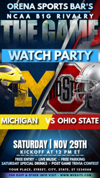 NCAA The Game 2025: Michigan Wolverines vs Ohio State Buckeyes Watch Party Instagram Story Template