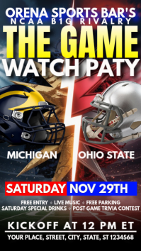 NCAA The Game 2025: Michigan Wolverines vs Ohio State Buckeyes Watch Party Instagram Story template