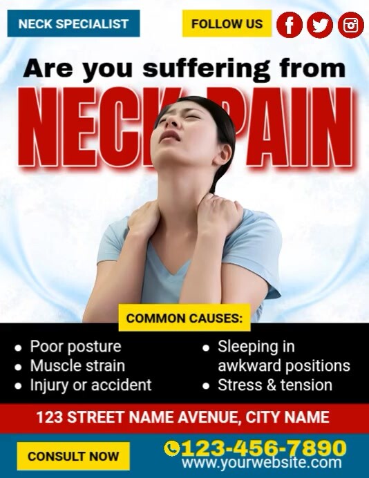 Neck Pain Suffering Flyer (US Letter) template