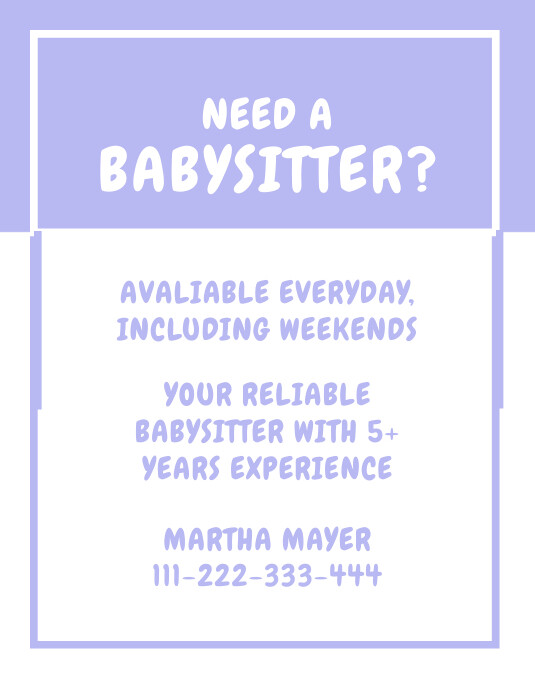 Brauche Eine Babysitter Flyer Vorlage Postermywall