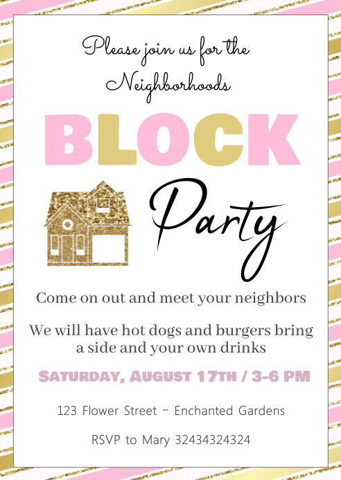 Neighborhood Block Party Invitation Ideas Editable Block Party Flyer,
