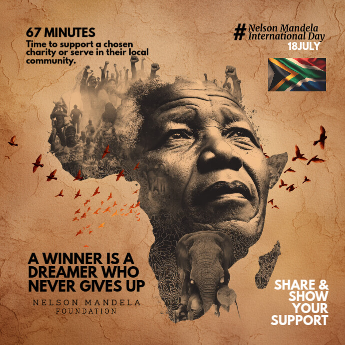 Nelson Mandela Day Post Template โพสต์บน Instagram