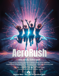 Neo-Lens Energy Burst Cheerleading Showcase Branded Sports Flyer Design Template